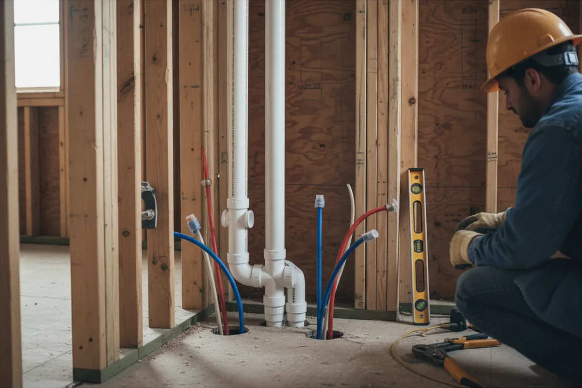 Drain and supply rough-in during Sump Pump Repair in Papillion